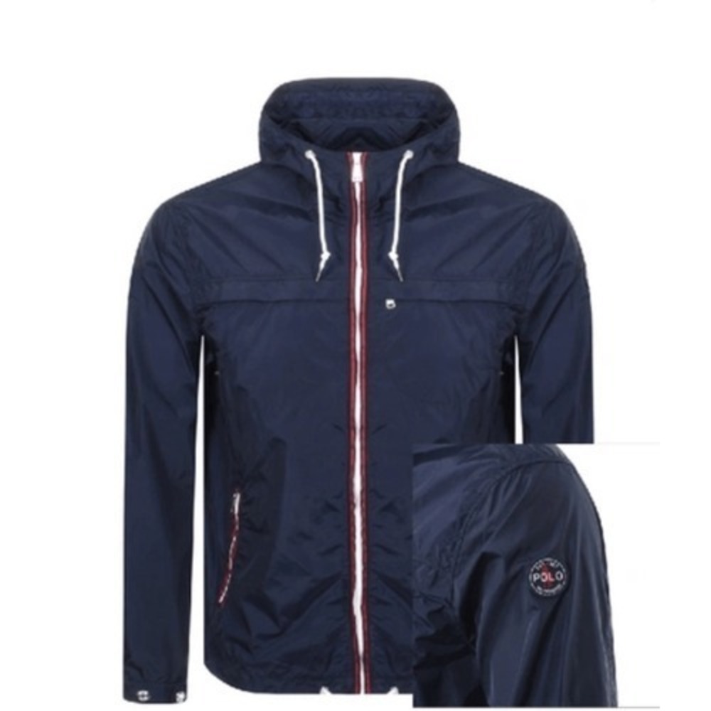 Polo Ralph Lauren Mens Drawstring Hood Packable Anorak Jacket Navy Blue Sz XL